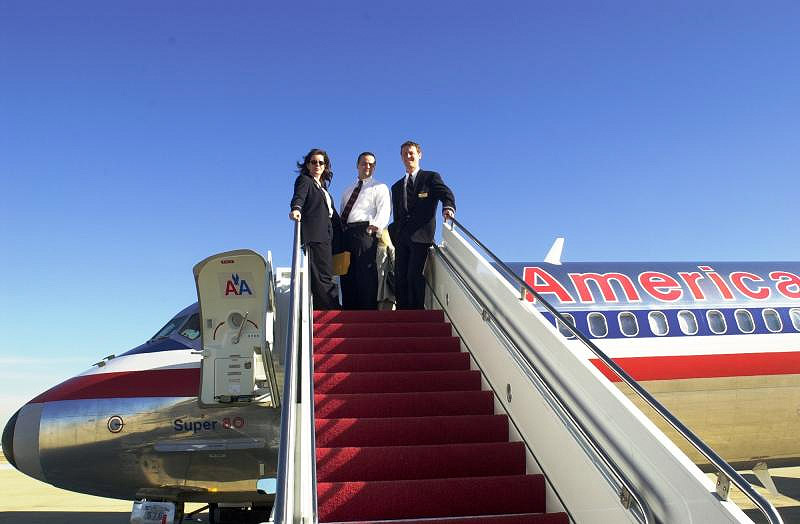 standing outside airplane